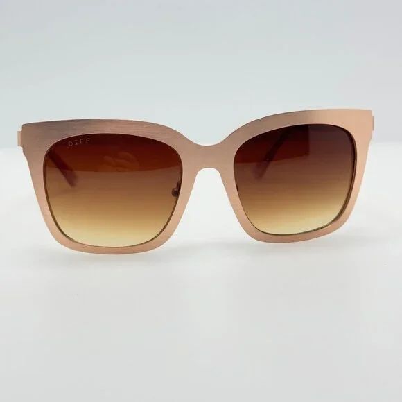 DIFF Eyewear Ella Sunglasses Rose Gold Brown Gradient Oversized Square RG-BG19 Elara Dark Brown Sunglasses – GLAS Eyewear main image 4